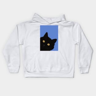 What’s up pussy cat? Cheeky black cat with yellow eyes Kids Hoodie